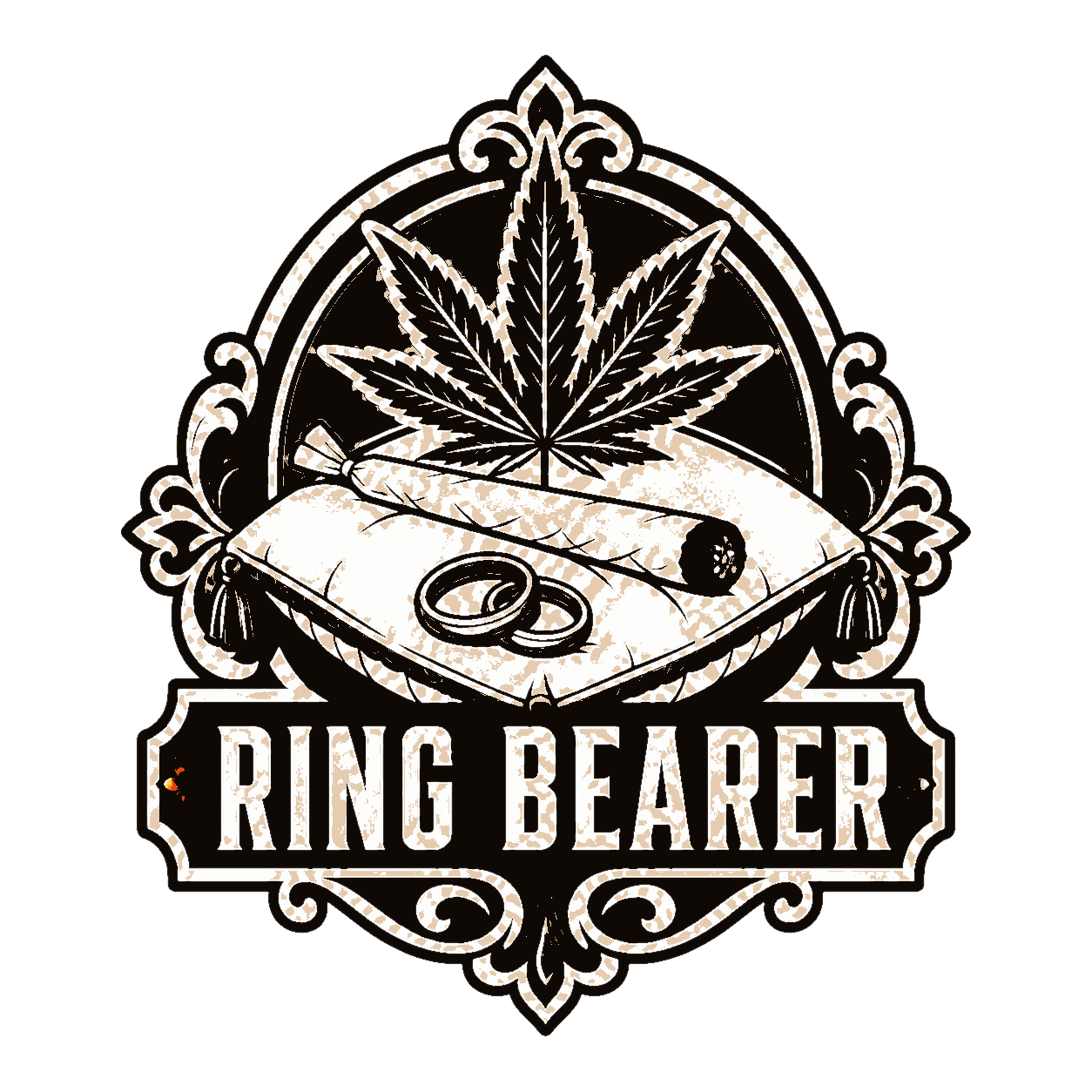 Take 4 for ['A Ring Pillow With A Joint Laid Across It Beside The Rings. — Vows & Vapors (Wedding Party × Cannabis Invitation Engraving). Composition: Chest Mark — A Compact Left-Chest Emblem', 'No Headline', 'Brand Lockup Only', 'Scaled To Read At 3 Inches.'] — Morning Ritual #1 — click to enlarge